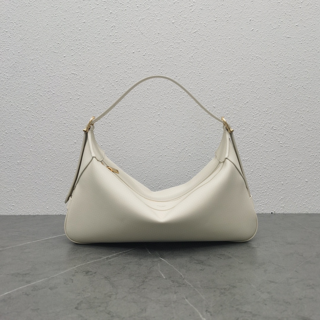 Celine Medium Romy Shoulder Bag Handbag In Supple Calfskin White 197443